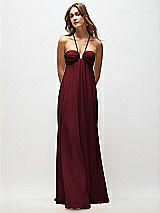 Rear View Thumbnail - Cabernet Empire Waist Chiffon Halter Maxi Dress with Convertible Spaghetti Straps