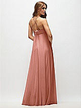 Side View Thumbnail - Desert Rose Empire Waist Chiffon Halter Maxi Dress with Convertible Spaghetti Straps
