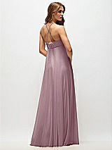 Side View Thumbnail - Dusty Rose Empire Waist Chiffon Halter Maxi Dress with Convertible Spaghetti Straps