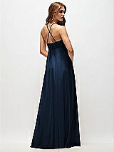 Side View Thumbnail - Midnight Navy Empire Waist Chiffon Halter Maxi Dress with Convertible Spaghetti Straps