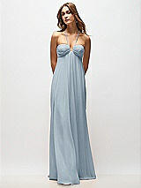 Rear View Thumbnail - Mist Empire Waist Chiffon Halter Maxi Dress with Convertible Spaghetti Straps