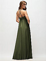 Side View Thumbnail - Olive Green Empire Waist Chiffon Halter Maxi Dress with Convertible Spaghetti Straps