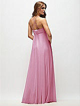 Side View Thumbnail - Powder Pink Empire Waist Chiffon Halter Maxi Dress with Convertible Spaghetti Straps