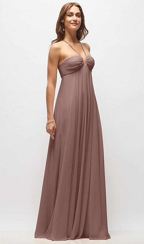 Front View - Sienna Empire Waist Chiffon Halter Maxi Dress with Convertible Spaghetti Straps