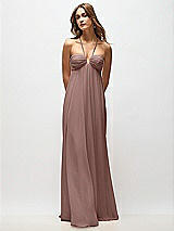 Rear View Thumbnail - Sienna Empire Waist Chiffon Halter Maxi Dress with Convertible Spaghetti Straps