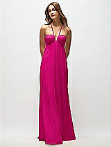Rear View Thumbnail - Think Pink Empire Waist Chiffon Halter Maxi Dress with Convertible Spaghetti Straps