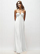 Rear View Thumbnail - White Empire Waist Chiffon Halter Maxi Dress with Convertible Spaghetti Straps