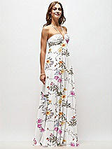 Side View Thumbnail - Butterfly Botanica Ivory Empire Waist Floral Chiffon Halter Maxi Dress with Convertible Spaghetti Straps