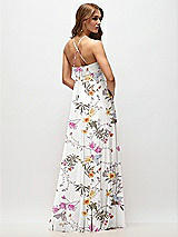 Rear View Thumbnail - Butterfly Botanica Ivory Empire Waist Floral Chiffon Halter Maxi Dress with Convertible Spaghetti Straps