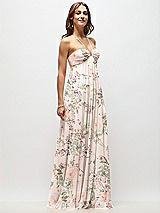 Side View Thumbnail - Blush Garden Empire Waist Floral Chiffon Halter Maxi Dress with Convertible Spaghetti Straps