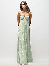 Front View Thumbnail - Vintage Primrose Sage Empire Waist Floral Chiffon Halter Maxi Dress with Convertible Spaghetti Straps