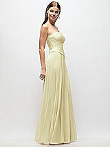 Side View Thumbnail - Butter Yellow Strapless Chiffon Maxi Dress with Asymmetrical Ruched Drop Waist