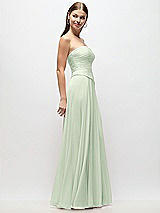 Side View Thumbnail - Mint Green Strapless Chiffon Maxi Dress with Asymmetrical Ruched Drop Waist