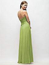 Rear View Thumbnail - Mojito Strapless Chiffon Maxi Dress with Asymmetrical Ruched Drop Waist