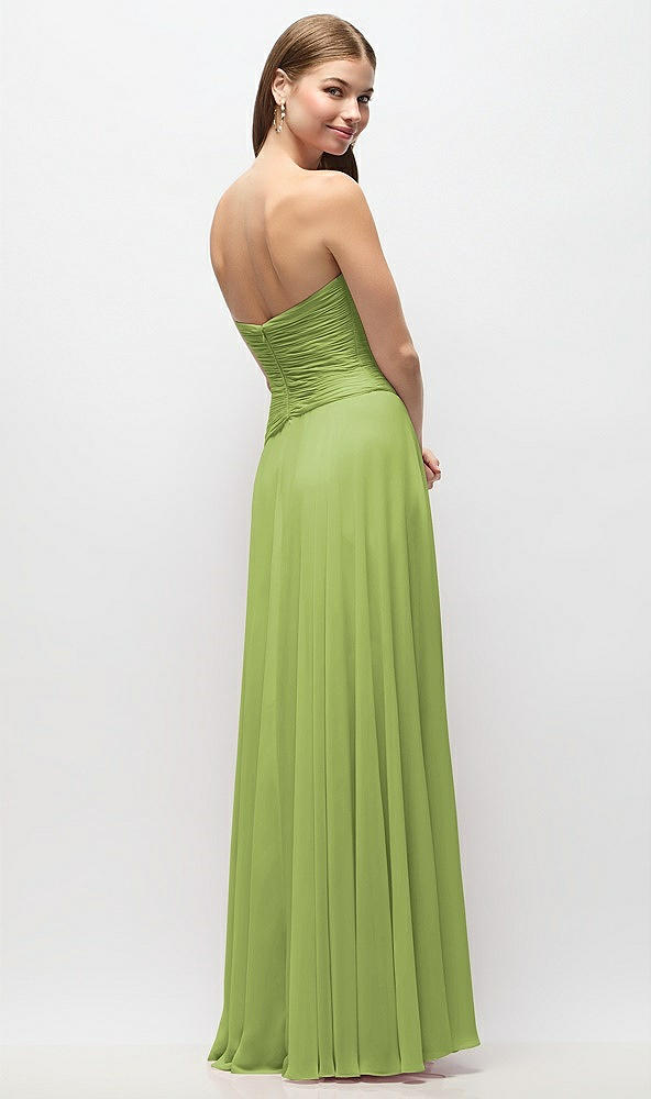 Back View - Mojito Strapless Chiffon Maxi Dress with Asymmetrical Ruched Drop Waist