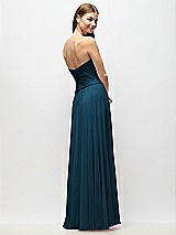 Rear View Thumbnail - Atlantic Blue Strapless Chiffon Maxi Dress with Asymmetrical Ruched Drop Waist
