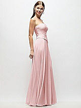 Side View Thumbnail - Ballet Pink Strapless Chiffon Maxi Dress with Asymmetrical Ruched Drop Waist