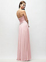 Rear View Thumbnail - Ballet Pink Strapless Chiffon Maxi Dress with Asymmetrical Ruched Drop Waist