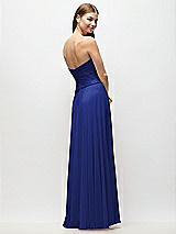 Rear View Thumbnail - Cobalt Blue Strapless Chiffon Maxi Dress with Asymmetrical Ruched Drop Waist