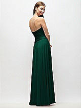 Rear View Thumbnail - Hunter Green Strapless Chiffon Maxi Dress with Asymmetrical Ruched Drop Waist