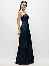 Side View Thumbnail - Midnight Navy Strapless Chiffon Maxi Dress with Asymmetrical Ruched Drop Waist