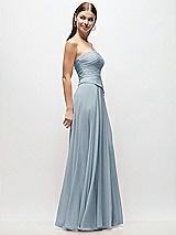 Side View Thumbnail - Mist Strapless Chiffon Maxi Dress with Asymmetrical Ruched Drop Waist