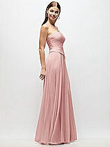 Side View Thumbnail - Rose Strapless Chiffon Maxi Dress with Asymmetrical Ruched Drop Waist