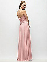 Rear View Thumbnail - Rose Strapless Chiffon Maxi Dress with Asymmetrical Ruched Drop Waist