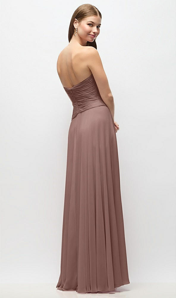 Back View - Sienna Strapless Chiffon Maxi Dress with Asymmetrical Ruched Drop Waist