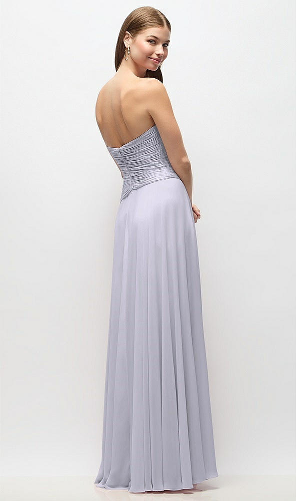 Back View - Silver Dove Strapless Chiffon Maxi Dress with Asymmetrical Ruched Drop Waist