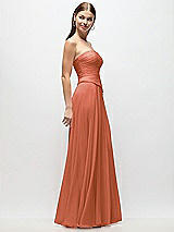 Side View Thumbnail - Terracotta Copper Strapless Chiffon Maxi Dress with Asymmetrical Ruched Drop Waist