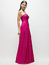 Side View Thumbnail - Think Pink Strapless Chiffon Maxi Dress with Asymmetrical Ruched Drop Waist