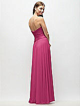 Rear View Thumbnail - Tea Rose Strapless Chiffon Maxi Dress with Asymmetrical Ruched Drop Waist