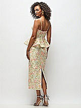 Rear View Thumbnail - Wildflower Multi Floral Re-Embroidered Voile Bustier Midi Dress with Peplum over Column Skirt