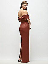 Rear View Thumbnail - Auburn Moon Off-the-Shoulder Crepe Column Maxi Dress with Bow-Pinch Detail