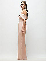 Side View Thumbnail - Cameo Off-the-Shoulder Crepe Column Maxi Dress with Bow-Pinch Detail