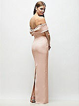 Rear View Thumbnail - Cameo Off-the-Shoulder Crepe Column Maxi Dress with Bow-Pinch Detail