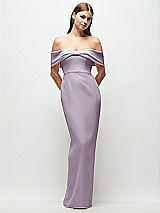 Front View Thumbnail - Lilac Haze Off-the-Shoulder Crepe Column Maxi Dress with Bow-Pinch Detail