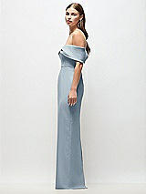 Side View Thumbnail - Mist Off-the-Shoulder Crepe Column Maxi Dress with Bow-Pinch Detail