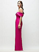 Side View Thumbnail - Think Pink Off-the-Shoulder Crepe Column Maxi Dress with Bow-Pinch Detail
