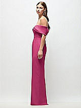 Side View Thumbnail - Tea Rose Off-the-Shoulder Crepe Column Maxi Dress with Bow-Pinch Detail