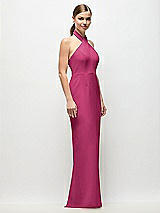 Side View Thumbnail - Tea Rose Criss-Cross Halter Open-Back Crepe Column Maxi Dress