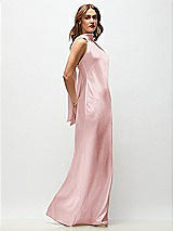 Side View Thumbnail - Ballet Pink Draped Scarf Halter Open-Back Stretch Satin Bias Maxi Dress with Adjustable Straps