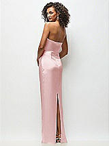 Rear View Thumbnail - Ballet Pink Strapless Draped Bodice Stretch Satin Column Maxi Dress