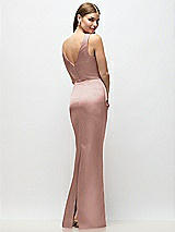 Rear View Thumbnail - Neu Nude Sleeveless Draped Wrap Bodice Stretch Satin Column Maxi Dress