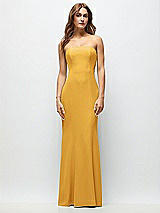 Front View Thumbnail - NYC Yellow Strapless Fit and Flare Crepe Maxi Dress