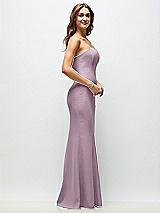 Side View Thumbnail - Suede Rose Strapless Fit and Flare Crepe Maxi Dress
