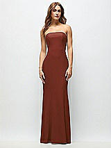 Front View Thumbnail - Auburn Moon Strapless Fit and Flare Crepe Maxi Dress