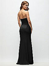Rear View Thumbnail - Black Strapless Fit and Flare Crepe Maxi Dress