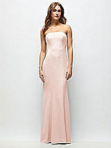 Front View Thumbnail - Blush Strapless Fit and Flare Crepe Maxi Dress